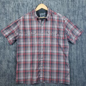 Kuhl Eluxur Mens Plaid Short Sleeve Button Down Shirt Red Performance XL